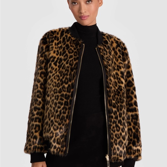 Alice + Olivia Animal Print Bomber Jacket Becky Reversible - Picture 6 of 15
